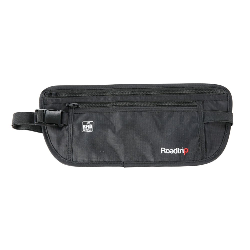 Canguro invisible Roadtrip para documentos, con cintura ajustable, negro